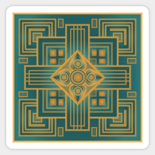 Art Deco Tile Gold & Teal Sticker